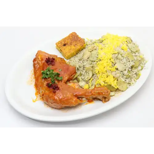 باقالی پلو با مرغ